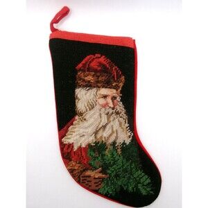 Peking Handicraft Embroidered Christmas Stocking Old World Santa Claus 12 inch